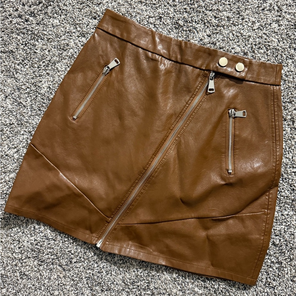 Kendall & Kylie Tan Leather Mini Skirt